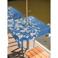 thumbnail image 2 of Outdoor Tablecloth with Umbrella Hole for Patio/Picnic/Party/Camping, Spring Floral Waterproof Table Cloth Square Cover Washable, White Cherry Blossom Fowers Sky Blue (60"x 60"), 2 of 8