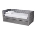 thumbnail image 2 of Baxton Studio Larkin Grey Velvet Upholstered Twin Size Daybed with Trundle, 2 of 11