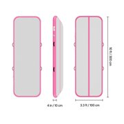 KFFKFF Inflatable Gymnastics Air Mat 10 ft Training Mat with Electric Pump, 4-inch Thick Durable Tumble Track, Versatile Mat for Home, Gym, Outdoor Activities, Yoga, Cheerleading, Beach, Park, Pink