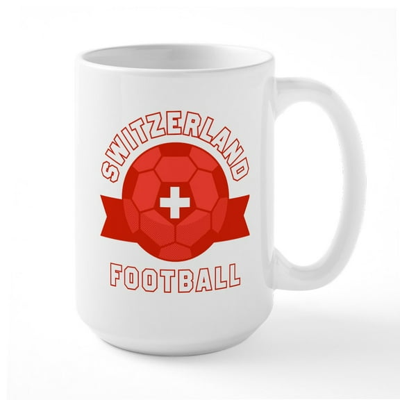 CafePress - Switzerland Football Mugs - 15 oz Ceramic Large White Novelty Mug