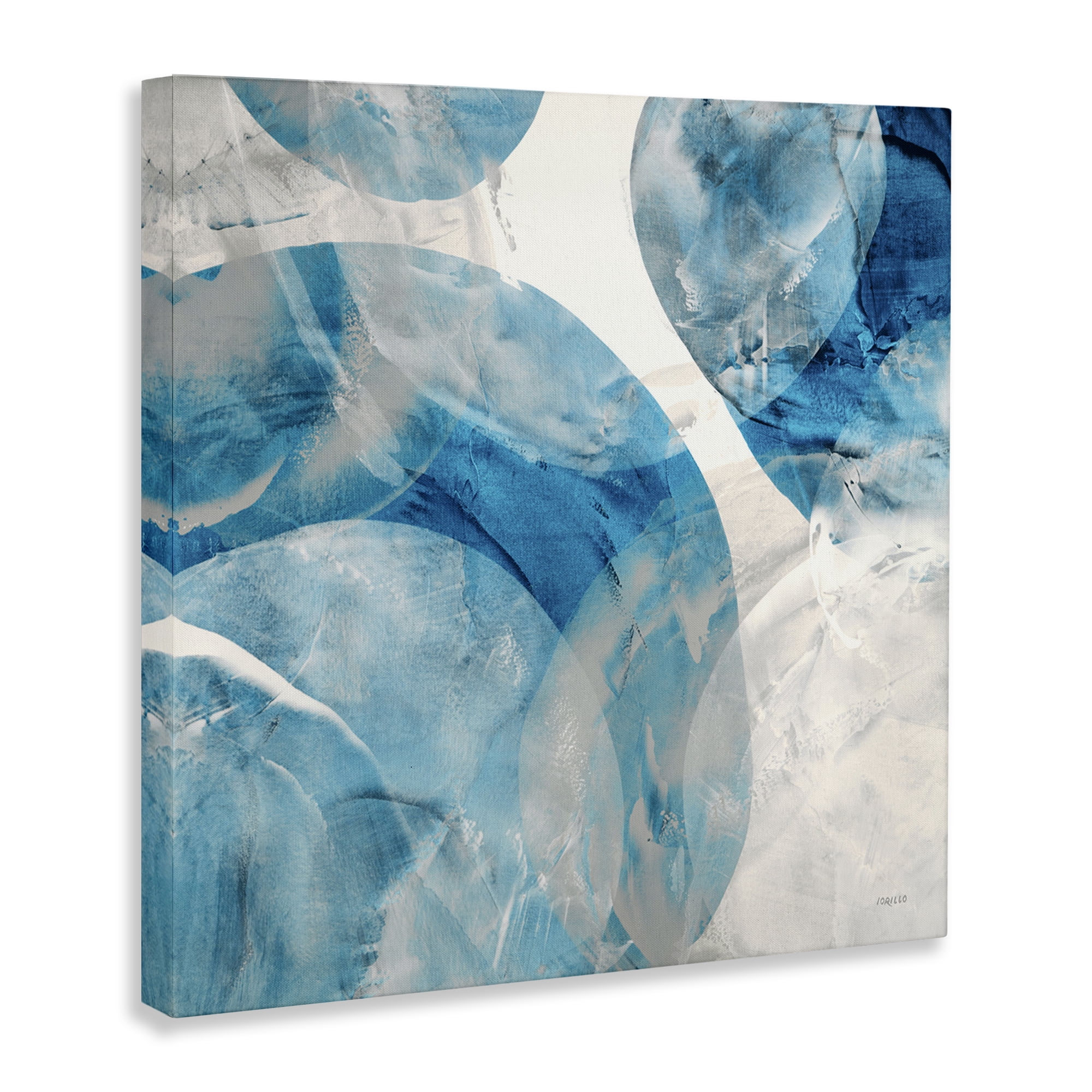 Stupell Industries Opaque Blue Spheres Abstract Painting Gallery Wrapped Canvas Art Print Wall Art, 24 x 24