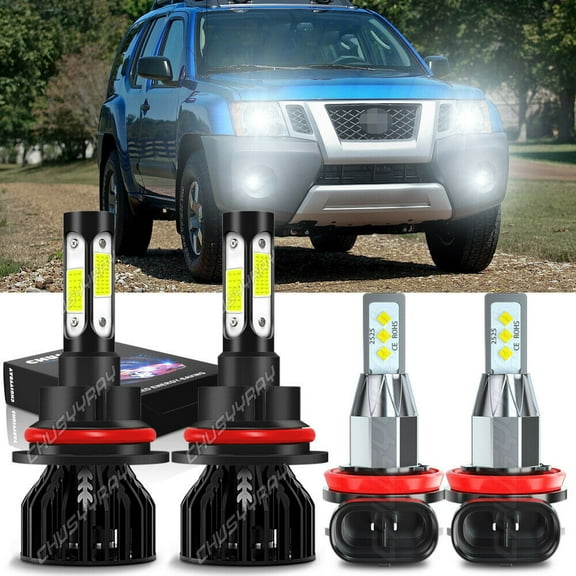 For Nissan Xterra 2005 2006-2015 4Pc LED Headlight High/Low Beam Fog Light Bulbs