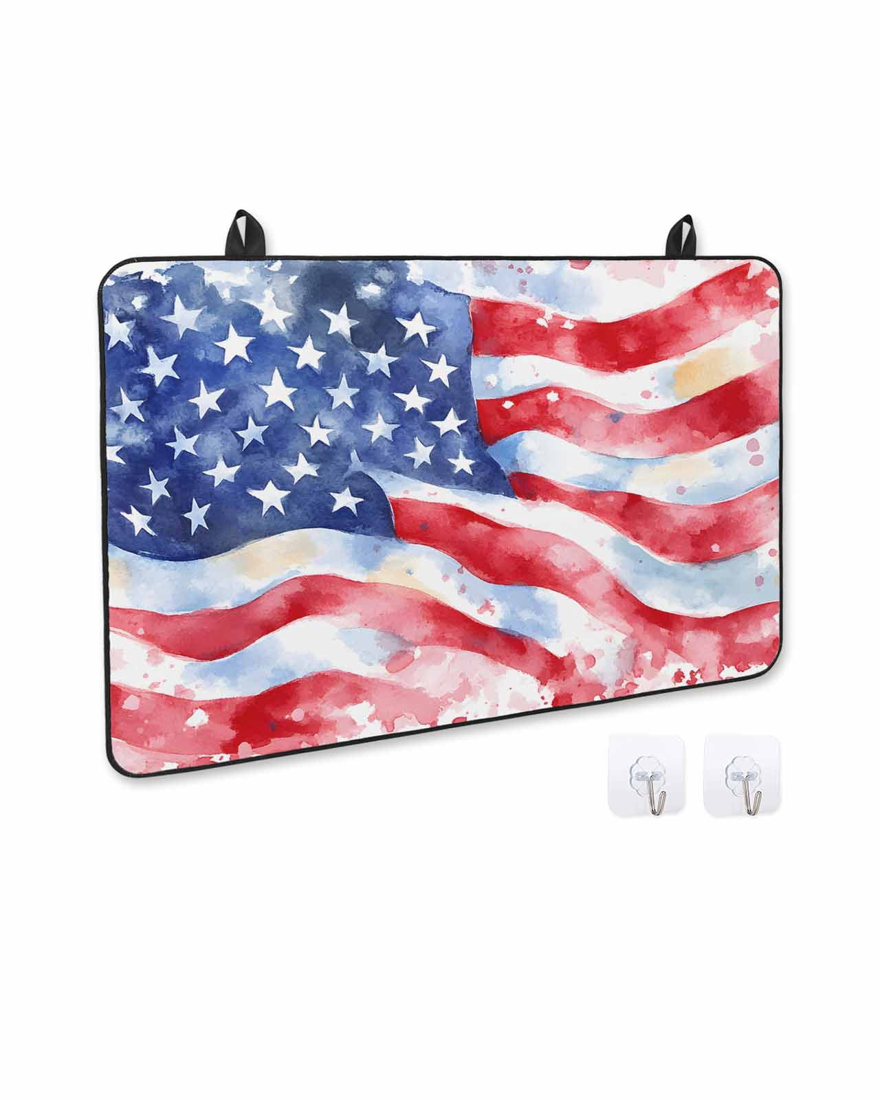 nqOlkjepod Large Induction Cooktop Protector Mat 36"x21", American Flag Stove Top Covers for Electric Stove, Watercolor Farmhouse USA Flag Decorative Stove Burner Cover Mats, Glass Top Stove Cover