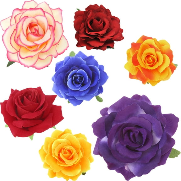 PENIKOKO Flower Hair Clips Rose Shape Red Cloth Metal Women Party 1Pack 2.4x2.4x1.8in