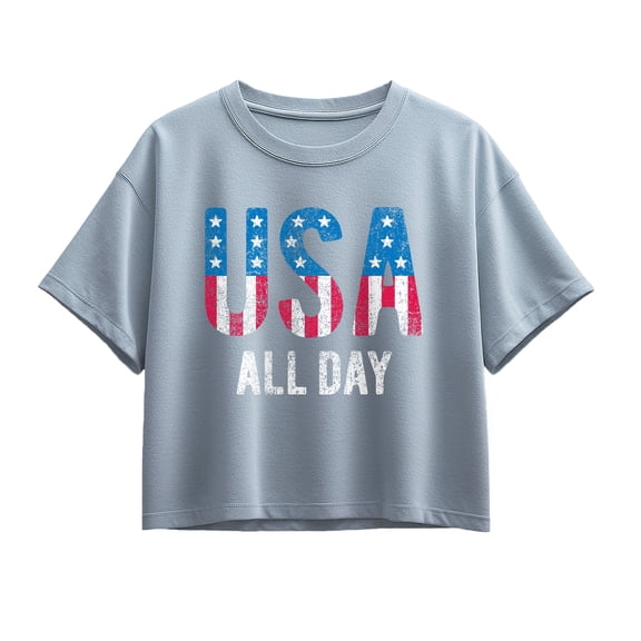 Instant Message - USA All Day Flag Fill Short Sleeve Boxy Graphic T-Shirt