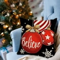 thumbnail image 4 of Nmdmisc Christmas Believe Noel Decorative Throw Pillow Covers 18x18,Xmas Ornament Jingle Bell Red Patio Outdoor Pillowcase,Joy Peace Love Snowflake Winter Holiday Cushion Case Home Decor, 4 of 6