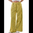 thumbnail image 1 of Pantalones de Rayas con Cordón para Mujer, Holgados, de Pierna , Informales, de Cintura Baja, Cómodos y con Bolsillos Amarillo L, 1 of 7
