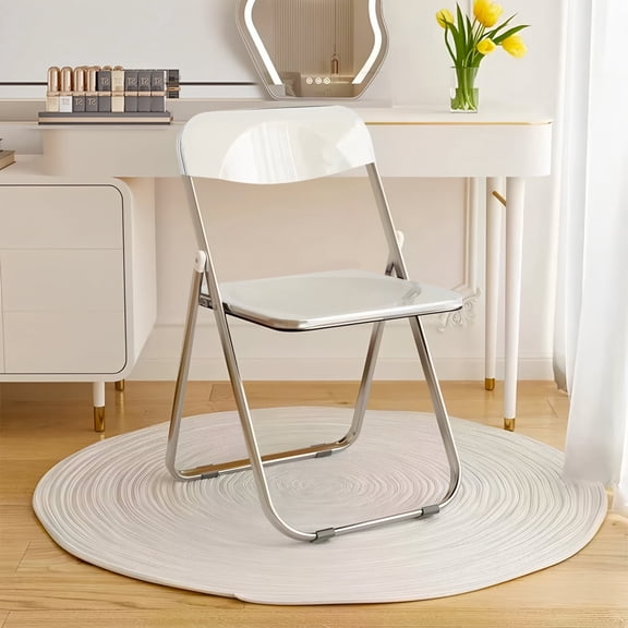 HDHNBA Indoor Outdoor Acrylic Space Saving Folding Chairs 300 LBS Weight Capacity, Set of 2, White