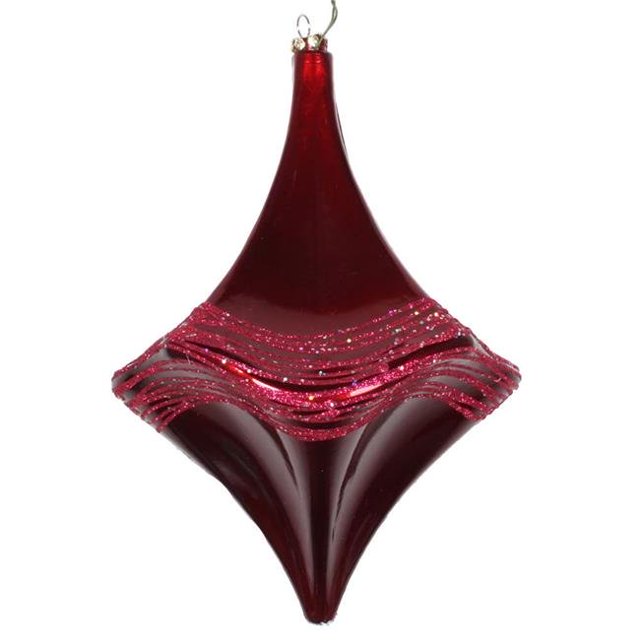 Vickerman MT194065D 8 in. Burgundy Candy Glitter Drop Ornament