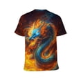 thumbnail image 2 of LAOLIUSN Men's Fire Dragon Graphic T Shirt, All Over Print Blue Dragon Crew Neck Short Sleeve Tee, Fantasy Dragon Shirt，S-4XL, 2 of 7