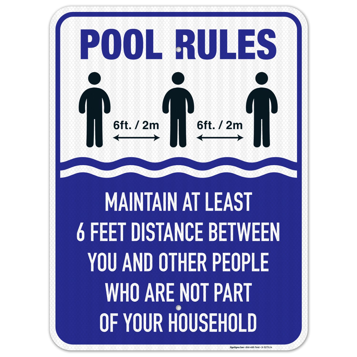 Social Distancing Pool Rules Sign, Maintain At Least 6 Feet Distance ...