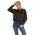 thumbnail image 5 of wicked Elphaba Womens, Ladies & Juniors Satin Bomber Jacket with Embroidery & Metallic Foil Back Graphic, Black, X-Large, 5 of 7