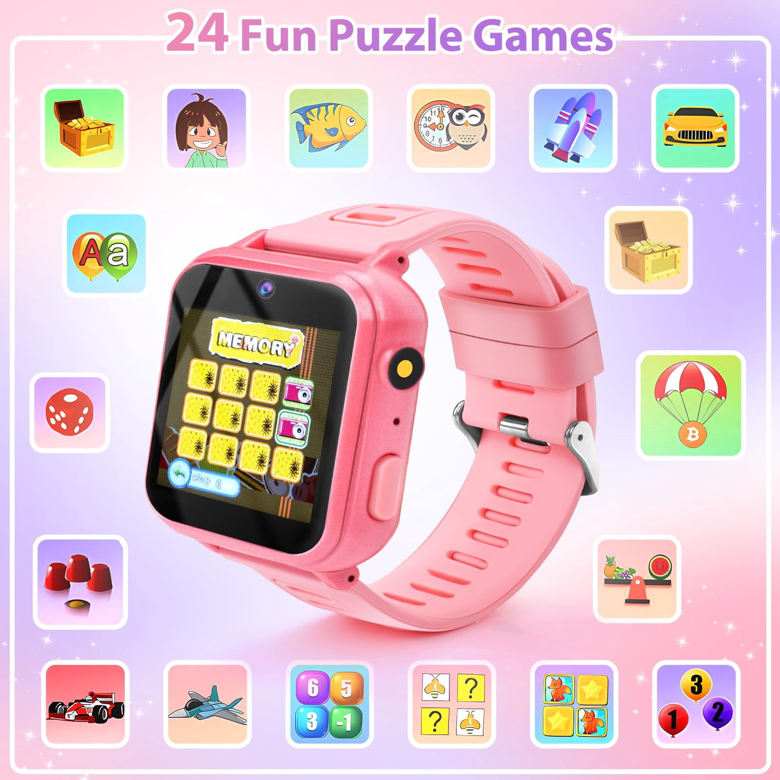 Kids Smart Watch Age 3-12, Smart Watch for Kids with HD Camera 26 Games Video, Alarm Music Smartwatch Toys Learning Watch Birthday Gift for 7 8 9 10 Year Old