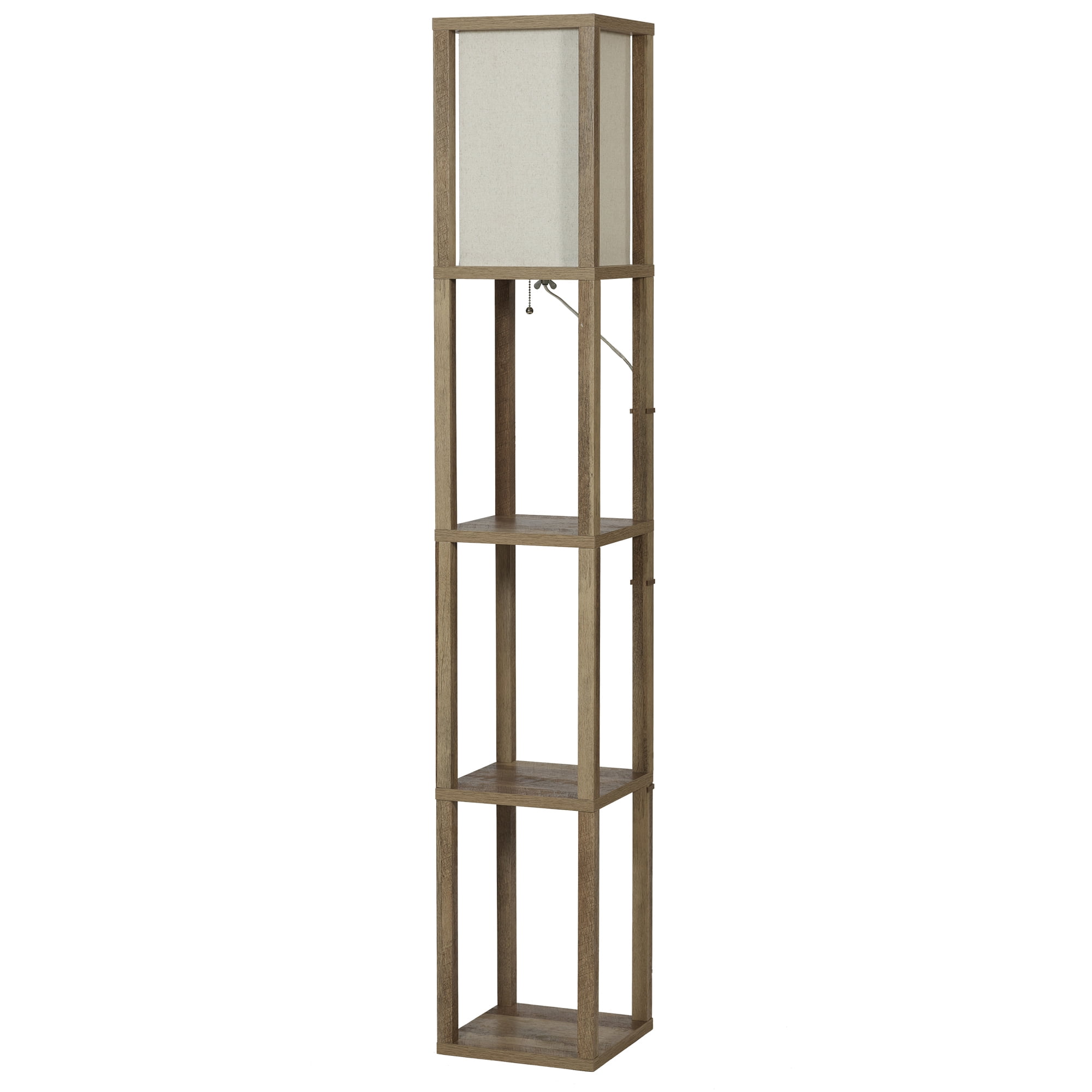 (2 pack) Better Homes & Gardens 62.25" Modern Pull Chain Weathered Floor Lamp with Natural Square Shade