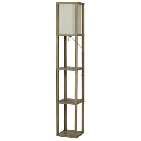 Better Homes & Gardens 62.25" Modern Pull Chain Weathered Floor Lamp with Natural Square Shade