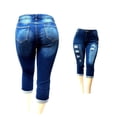 thumbnail image 6 of Jack David Women's Plus Size Cuff Rolled Capri Curvy Blue Denim Distressed Jeans, 6 of 6