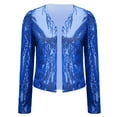 thumbnail image 5 of adviicd Women Fashion Sequin Jacket Open Front Long Sleeve Short Blazer Casual Outerwear Coat Blue, S, 5 of 6