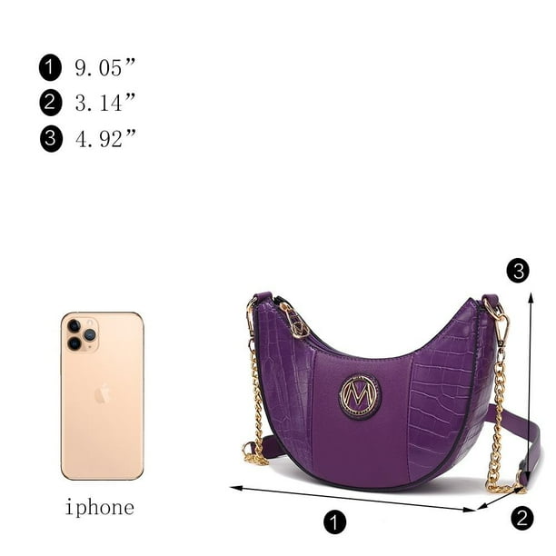 MKF Collection Amira Women s Crocodile Embossed Vegan Leather Shoulder Bag Crossover by Mia K Purple