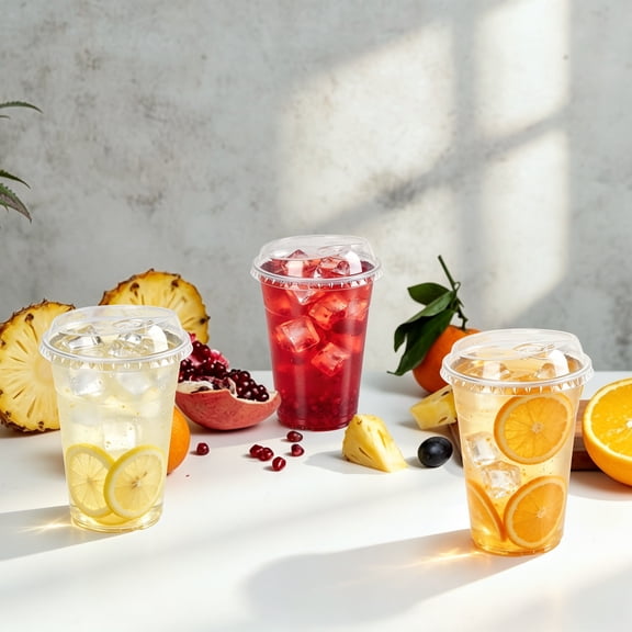 50 Pack 16oz Clear Plastic Cups with Strawless Sip Lids – Leakproof Disposable Cold Drink Cups for Iced Coffee Bubble Tea Parties