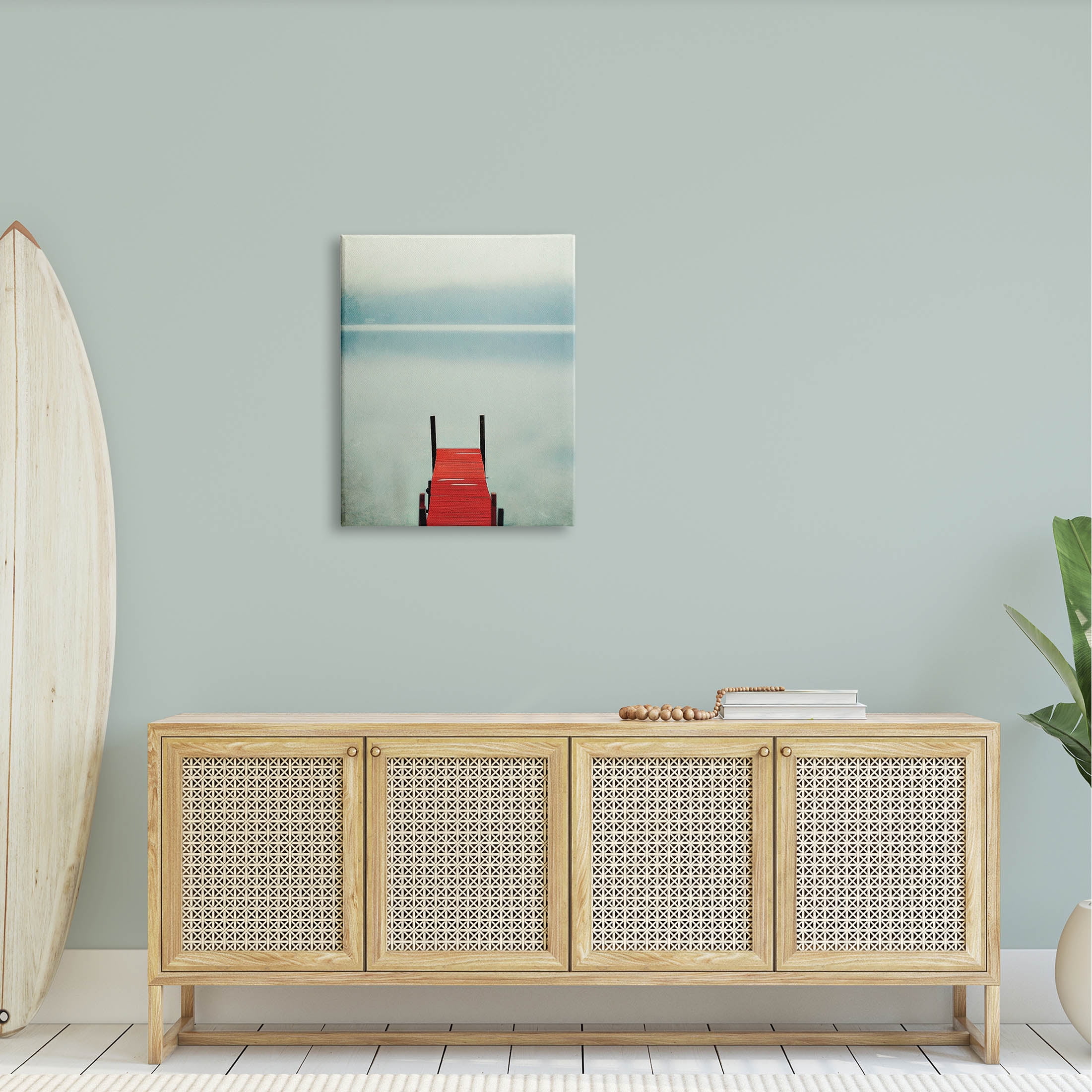 Stupell Industries Misty Red Dock Scene Photograph Gallery Wrapped Canvas Print Wall Art, Design by Carrie Ann Grippo-Pike