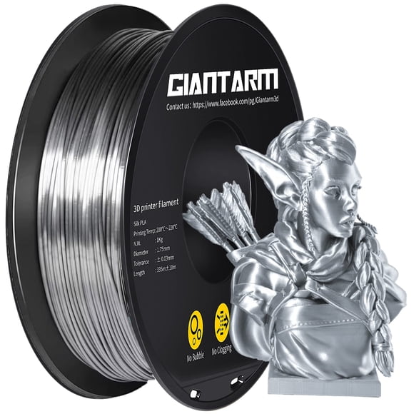 Filamento para impresora 3D GIANTARM Silk Metallic Silver PLA, 1 kg