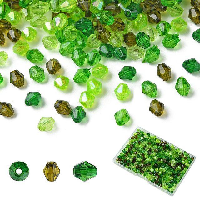5 Styles Transparent Acrylic Beads Bicone Mixed Color 6x5.5mm Hole: 1~1.5mm 100pcs/color