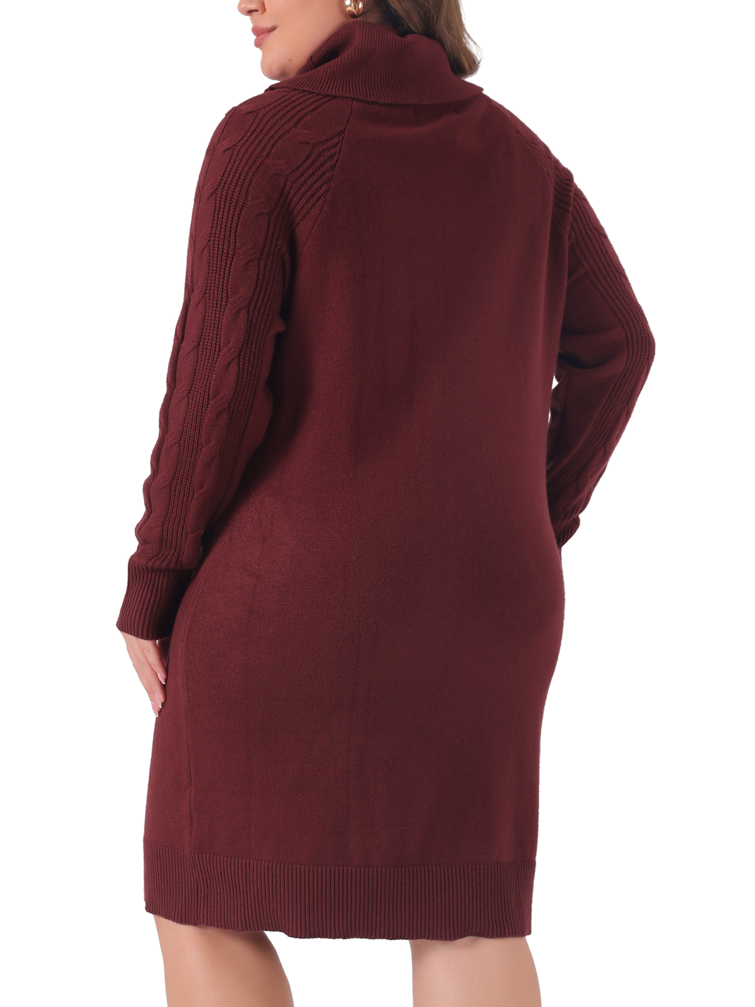 DARING DIVA Plus Size Long Sleeve Turtleneck Warm Pullover Mini Dress 3X Burgundy