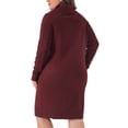thumbnail image 4 of DARING DIVA Plus Size Long Sleeve Turtleneck Warm Pullover Mini Dress 1X Burgundy, 4 of 6