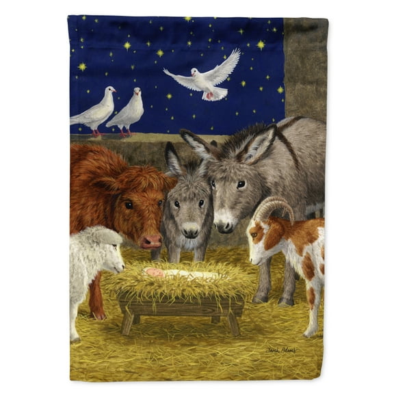 Carolines Treasures ASA2143CHF Nativity Scene with just animals Flag Canvas House Size  Large multicolor