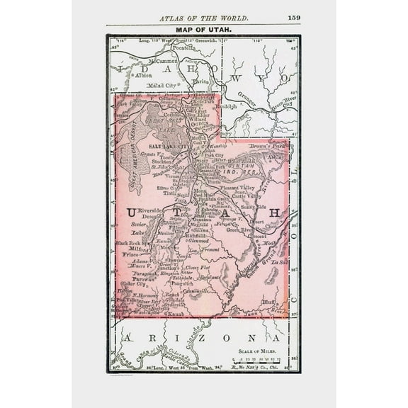 Historic State Map - Utah - Alden 1886 - 23 x 35.50 - Vintage Wall Art