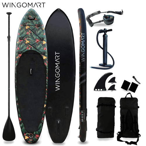 WINGOMART 10.7ft Inflatable Stand Up Paddle Board 10.7'x32"x6" w/ Premium SUP Accessories & Carry Bag, Wide Stance Bottom Fin for Paddling, Non-Slip Deck, 1-2 Person Up to 160 kg, 325cm SUP Board