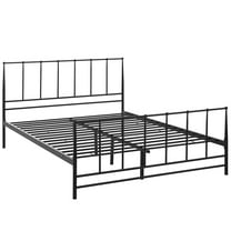 Modern Contemporary Urban Design Bedroom King Size Platform Bed Frame, Brown, Metal Steel