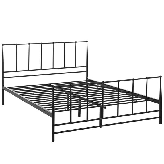 Modern Contemporary Urban Design Bedroom King Size Platform Bed Frame, Brown, Metal Steel