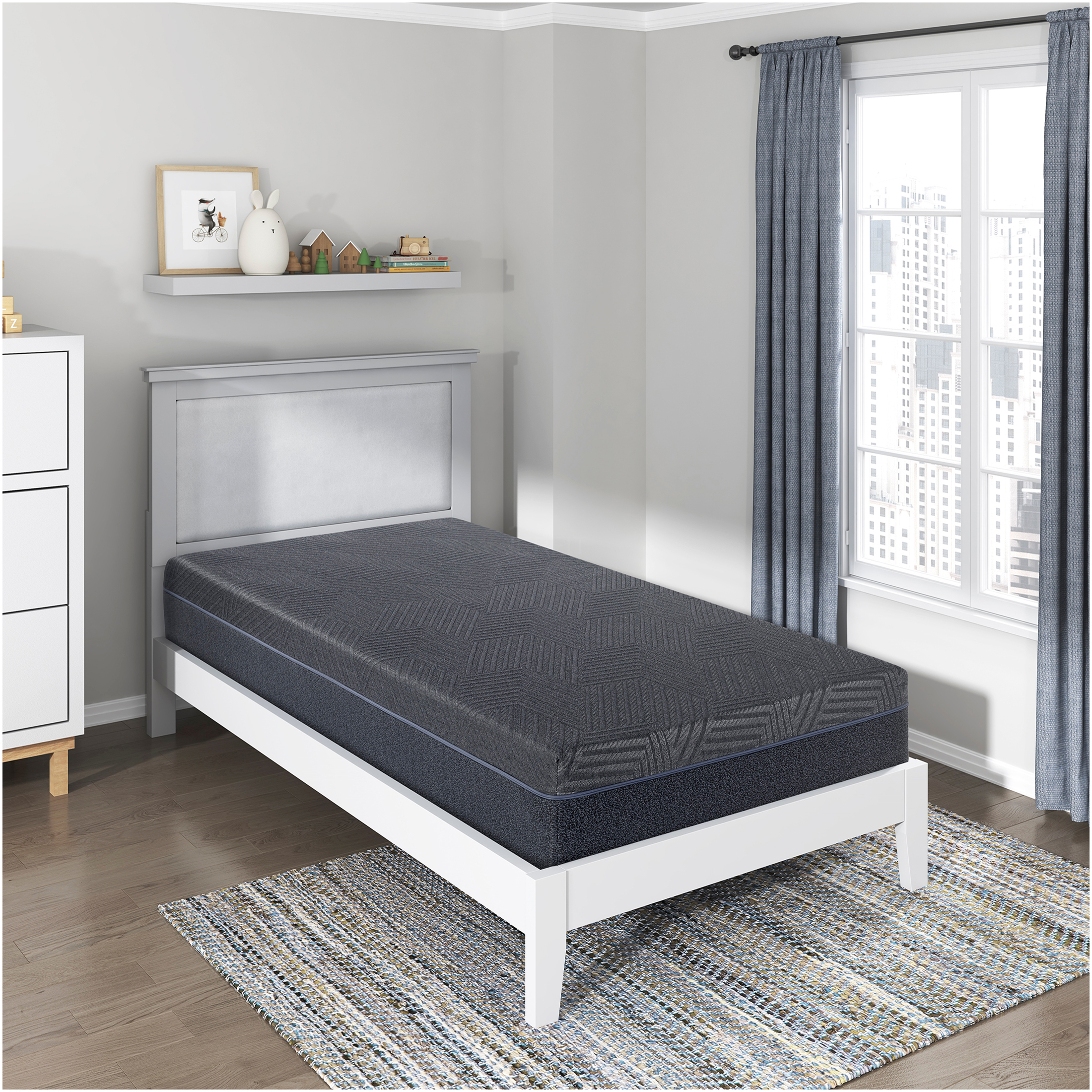 JERFIT 11 Inch Twin Mattress, Dark Gray Green Tea Memory Foam Mattress in a Box, Medium Firm Bed Mattress with CertiPUR-US Certified Foam for Cool Sleep Pressure Relief