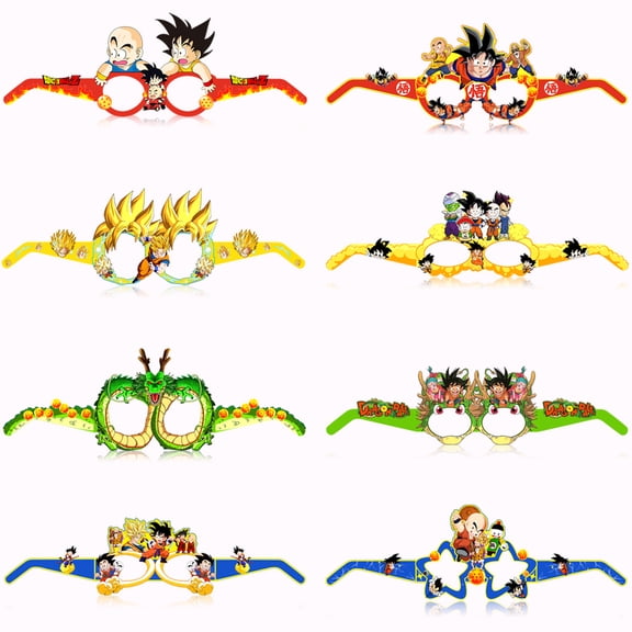 16Pcs Dragon Ball Themed Party Paper Glasses, Party Supplies Photo Booth Prop Cartoon Character Cosplay Birthday Gift