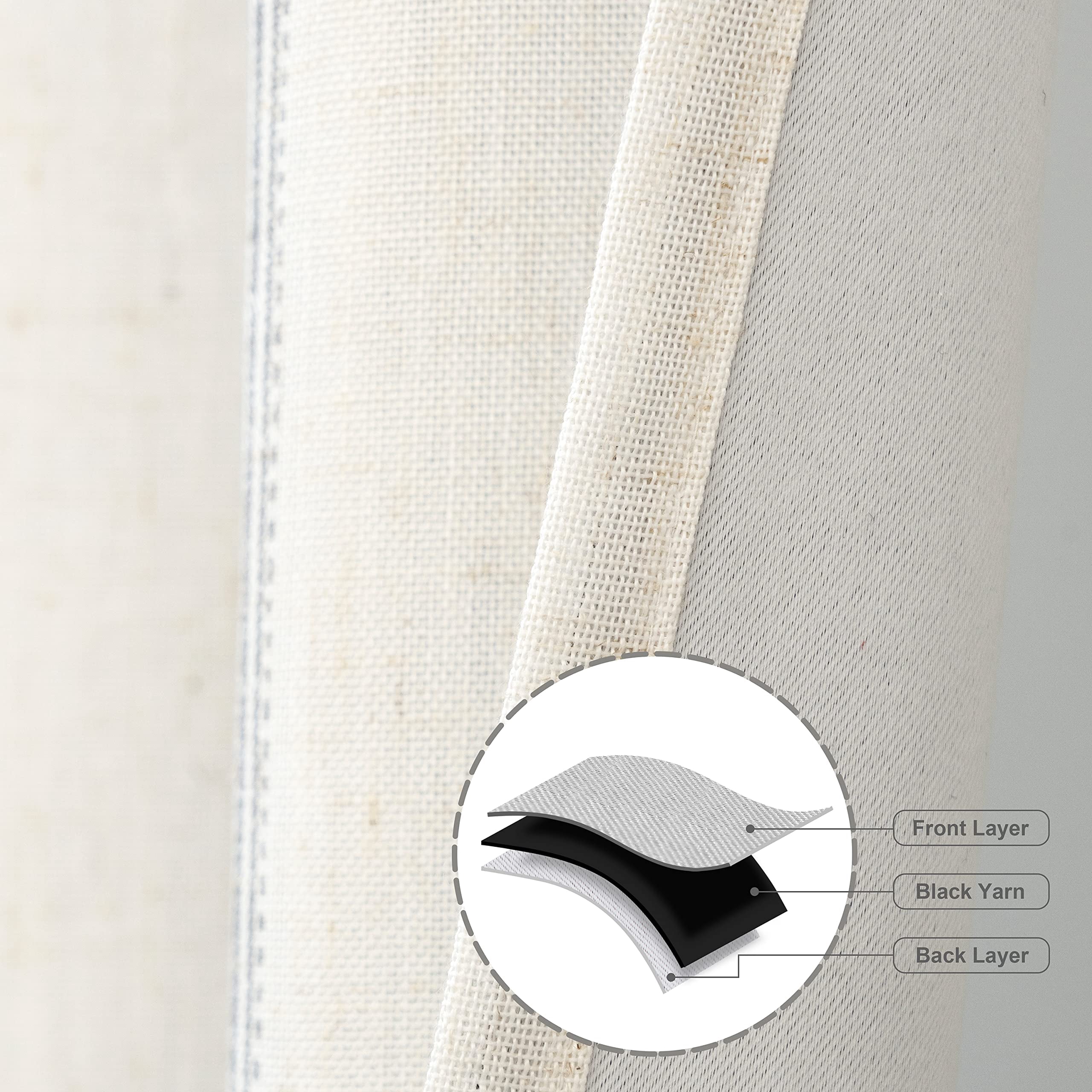 DriftAway Farmhouse Linen Blend Blackout Curtains 84 Inches Long for Bedroom Vertical Striped Printed Drapes Thermal Insulated Grommet Lined Window Treatments for Living Room 2 Panels W52 x L84 Grey