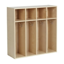 ECR4Kids Streamline 4-Section Coat Locker, Toddler Size, Natural