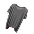 thumbnail image 2 of Htigea Soft Short Sleeve Shirts for Women, Crew Neck T Shirts for Women Loose Fitting Lightweight Top Basic Tee Shirt Gray,M, 2 of 5