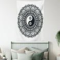 thumbnail image 4 of Ying Yang Tapestry, Bohemian Style Tao Symbol in Floral Mandala Design Mehndi Ethnic Asian, Wall Hanging for Bedroom Living Room Dorm Decor, 60W X 80L Inches, Charcoal Grey White, by Ambesonne, 4 of 5