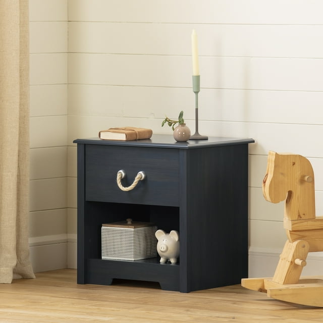 South Shore Navali 1-Drawer Nightstand - End Table with Storage for Child, in Blueberry