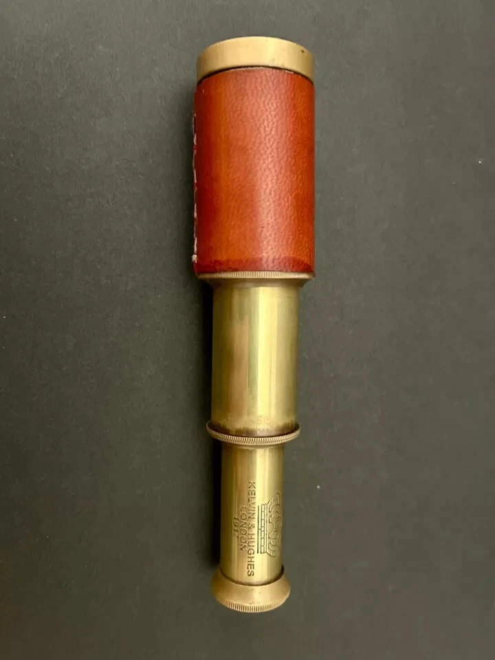 Vintage Brass Kelvin & Hughes 6-Inch Handheld Telescope – Antique