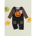 thumbnail image 2 of Suealasg Newborn Baby Boys Girls Halloween Outfit Long Sleeve Striped Print Romper Jumpsuits 3 6 12 18 Months Infant My 1st Halloween Clothes, 2 of 7