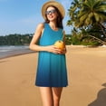 thumbnail image 3 of Fotbe Blue to turquoise Vestido de Verano sin Mangas para Mujer – Vestido Midi Línea A, Estilo Camiseta Floral, Vestido Playero Casual y Fluido, 3 of 7