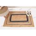 thumbnail image 4 of Rectangle Rug Natural Jute Rug Hand Braided Beige And Blue Color Area Rug, 4 of 5