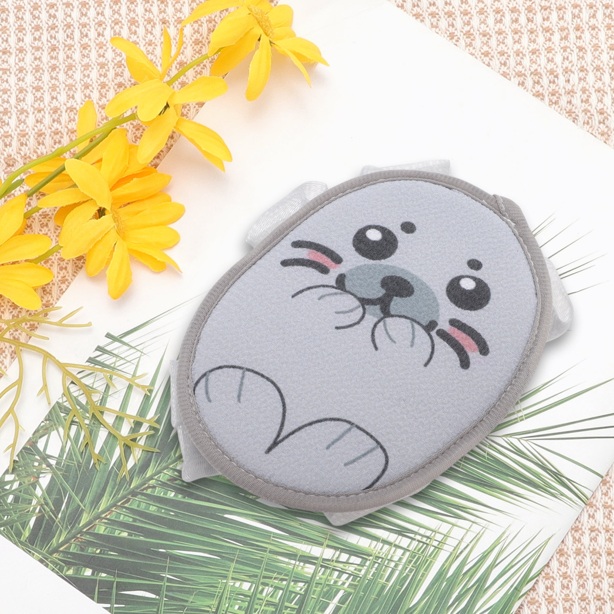 Unique Bargains Cartoon Bath Shower Loofah Sponge Gray 1 Pc