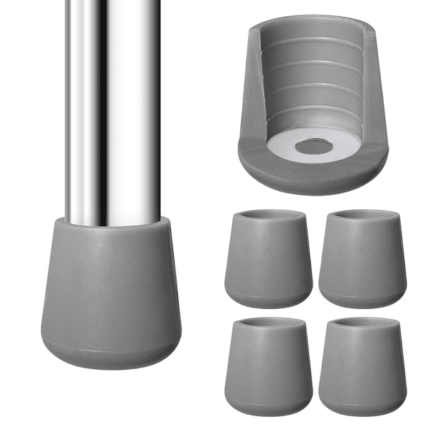 4 Gray Rubber Chair Leg Caps 7/8 Inch, NonSlip Chair Leg Floor