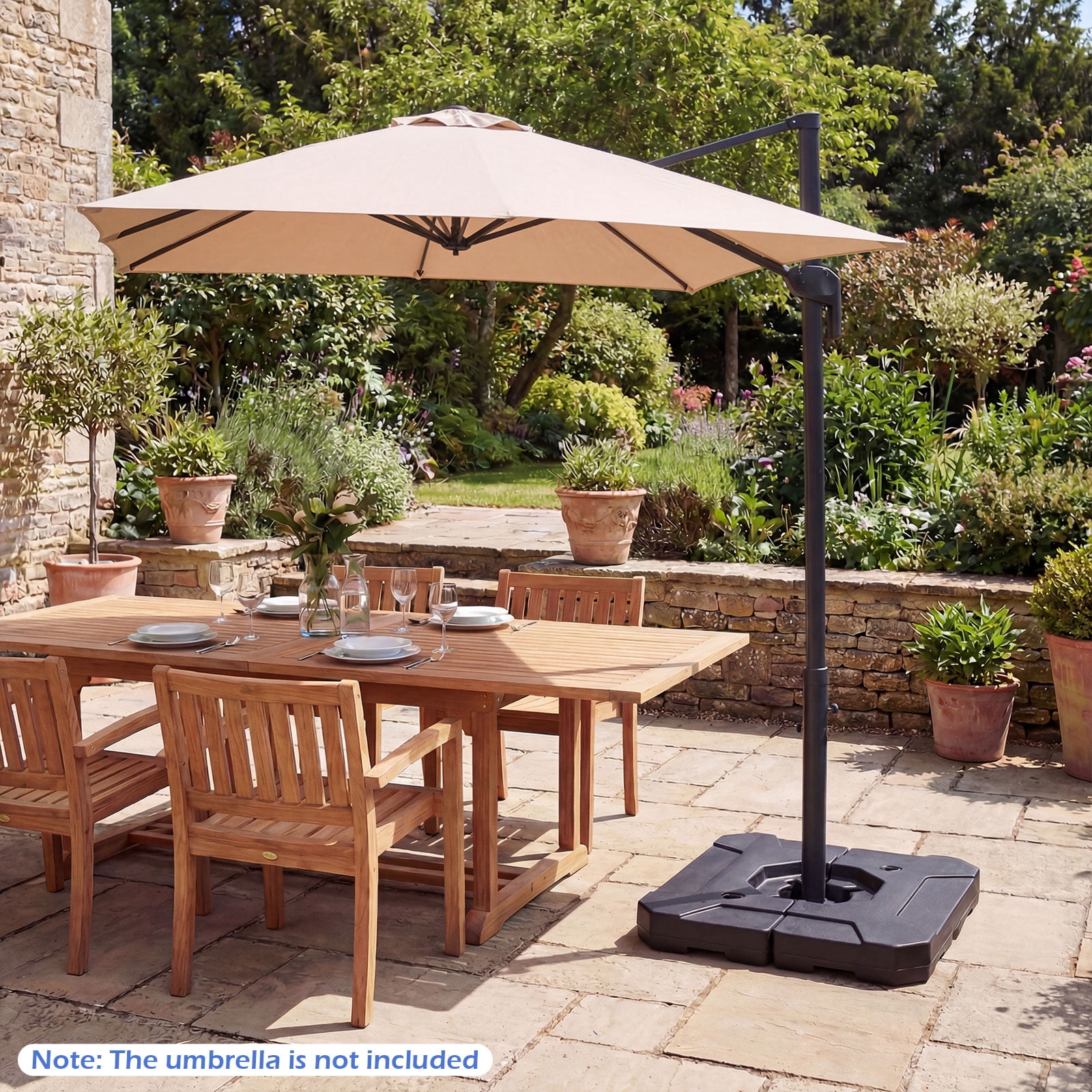 Patiojoy 2-Piece Heavy Duty Cantilever Umbrella Base 35" Square Patio Offset Umbrella Stand with 274 Lbs Water & Sand Filled Weight