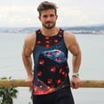 thumbnail image 6 of Daiia Cosmic Red Sparkle Dice Printed Men's Quick Dry Fit Muscle Tank Top Slim-Fit Tank Workout Tank Top Lightweight Sports Tank Top-X-Large, 6 of 7