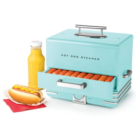 Nostalgia NHDS206AQ 600 Watt Hot Dog Steamer Aqua Nostalgia NHDS206AQ 600 Watt Hot Dog Steamer Aqua