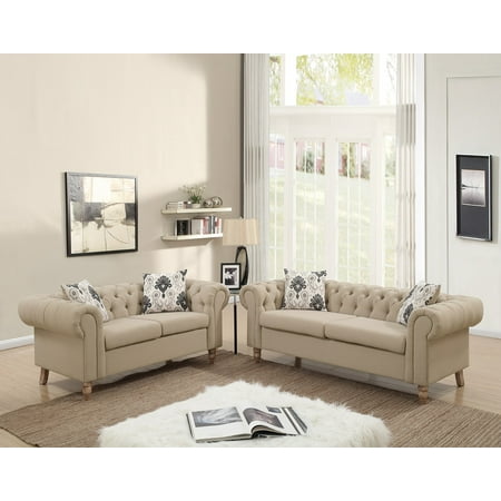 Clic Beautiful Contemporary 2pc Sofa Set Polyfiber Tufted Couch Clic Beautiful Contemporary 2pc Sofa Set Polyfiber Tufted Couch And Loveseat Living Room Furniture In